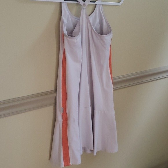Ladies Tennis Dress White/Orange stripe Racer Back with adjustable straps Size M - Picture 3 of 4
